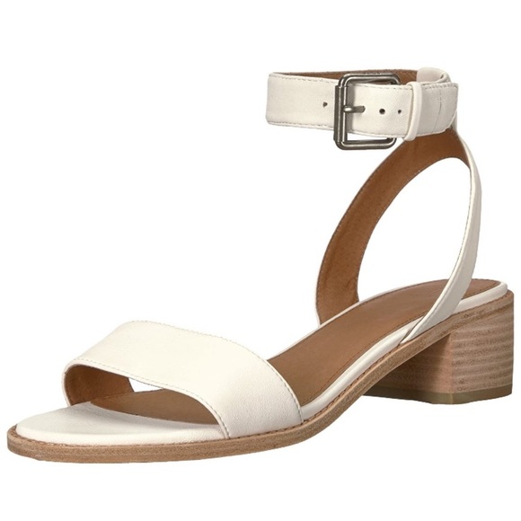 Frye Cindy Two-Piece White Block Cute Sandal Heels - Picture 9 of 13